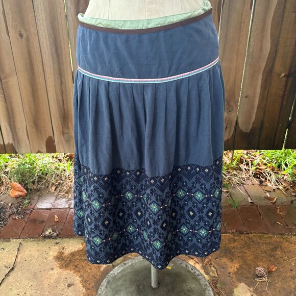 y2k Anthropologie SNAK EMBROIDERED Full SKIRT 10 - Picture 1 of 6
